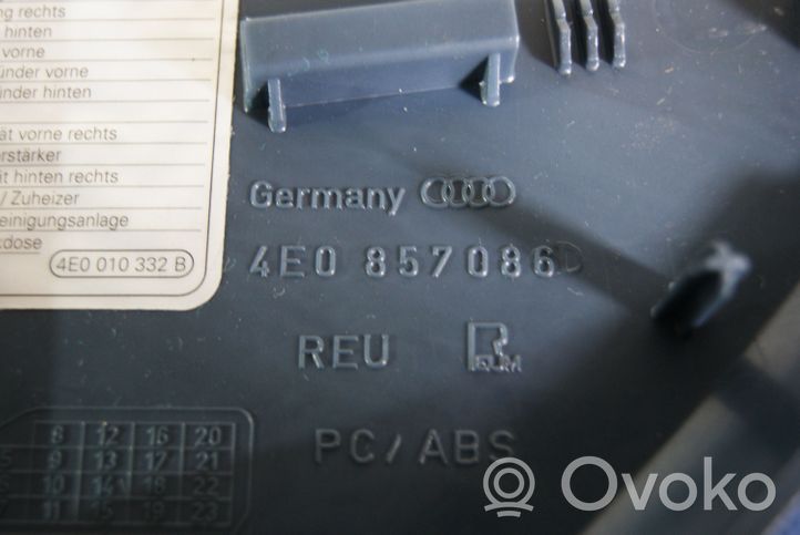 Audi A8 S8 D3 4E Muu kynnyksen/pilarin verhoiluelementti 4E0857086