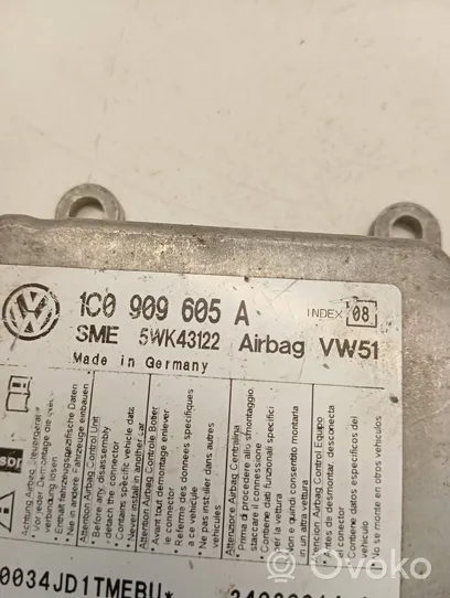 Volkswagen Transporter - Caravelle T5 Module de contrôle airbag 1C0909605A