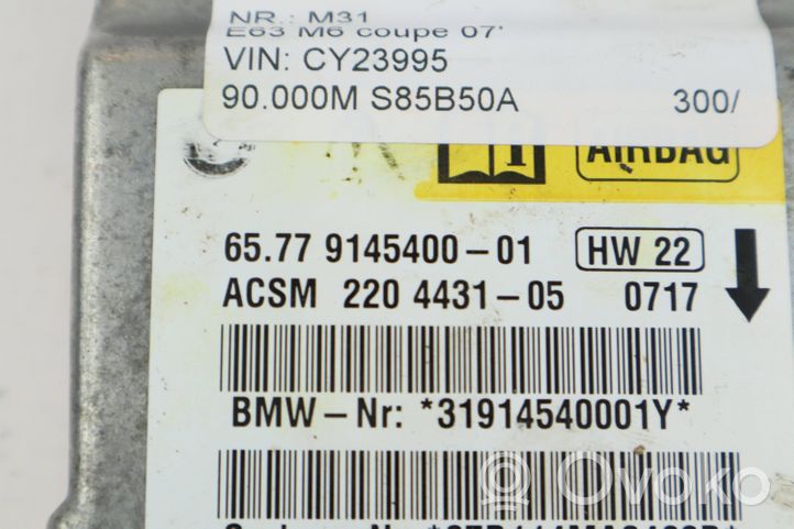 BMW M6 Centralina/modulo airbag 9145400