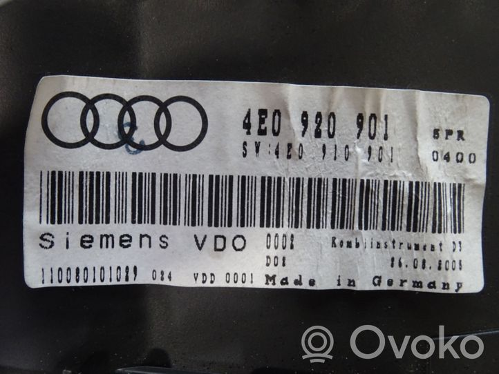 Audi A8 S8 D3 4E Tachymètre 4E0920901