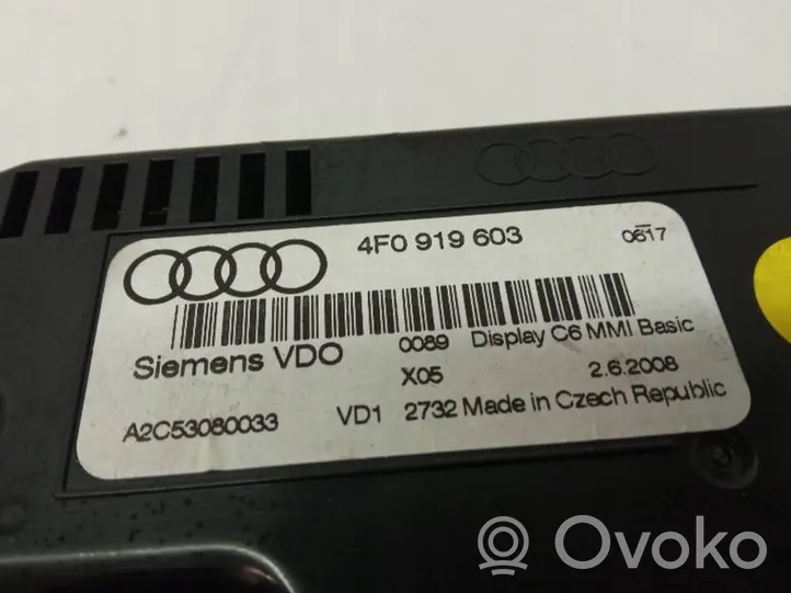 Audi A6 S6 C6 4F Monitori/näyttö/pieni näyttö 4F0919603