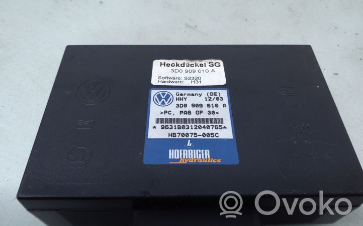 Volkswagen Phaeton Bagažinės dangčio valdymo blokas 3D0909610A