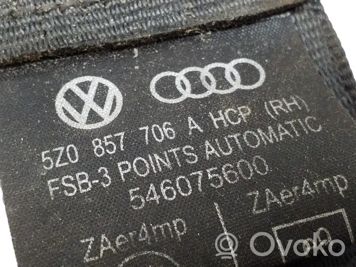 Volkswagen Fox Pas bezpieczeństwa fotela tylnego 5Z0857706A