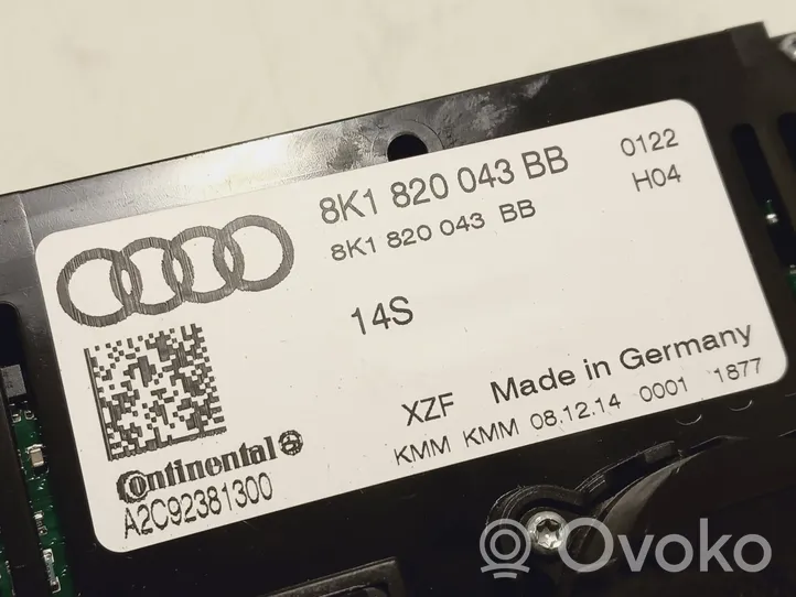 Audi A4 S4 B8 8K Ilmastoinnin ohjainlaite 8K1820043BB