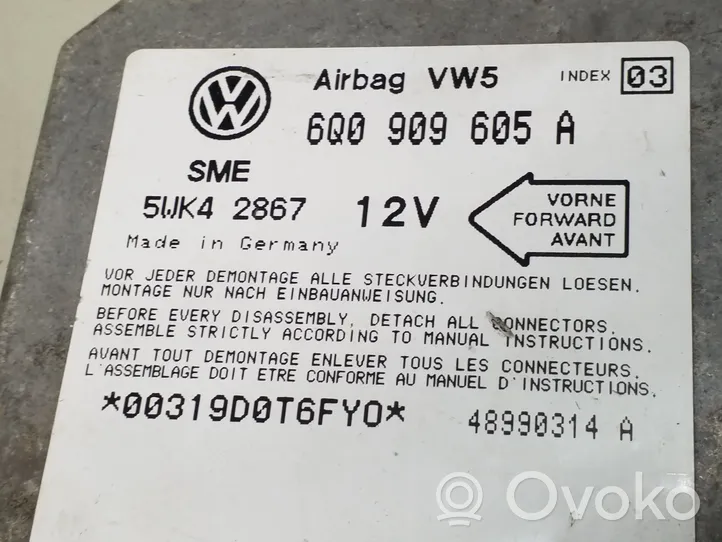 Volkswagen Golf IV Oro pagalvių valdymo blokas 6Q0909605A