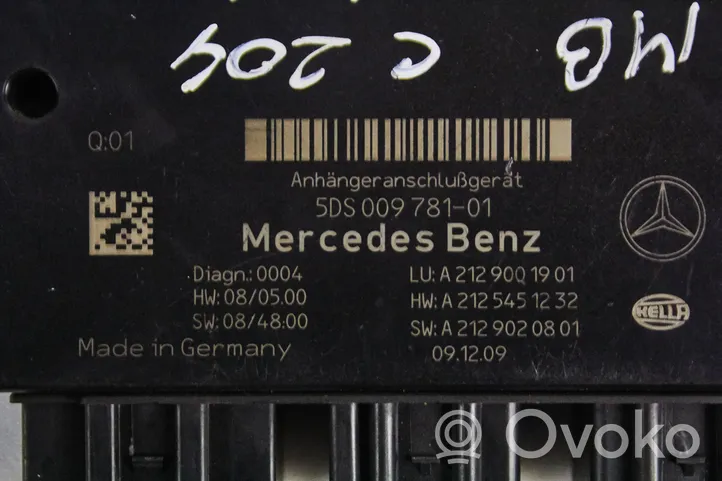 Mercedes-Benz E W212 Unidad de control/módulo de la barra de remolque a2129001901