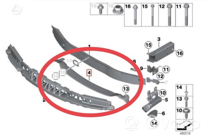 BMW 4 F32 F33 Poprzeczka zderzaka przedniego 51648054575