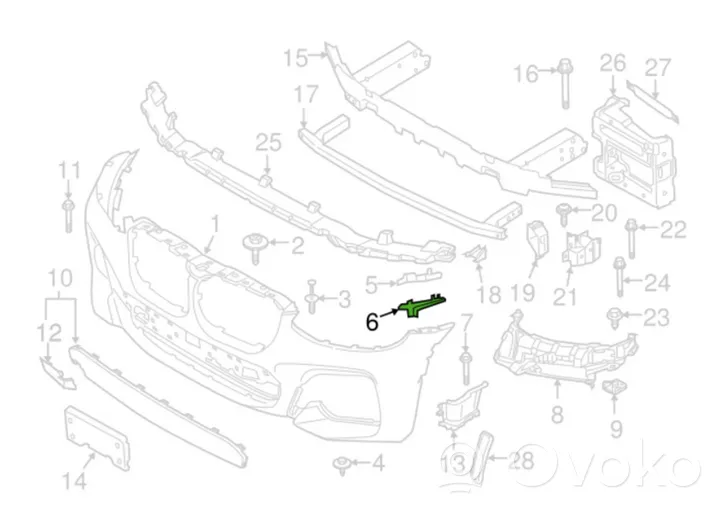 BMW X4 G02 Support de montage de pare-chocs avant 51117399984
