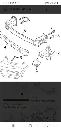 Volvo XC40 Staffa di rinforzo montaggio del paraurti anteriore 32341534