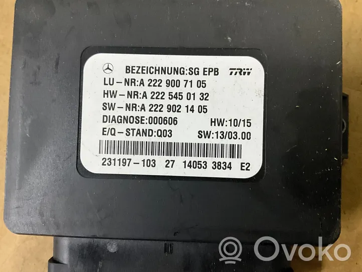 Mercedes-Benz S W222 Moduł / Sterownik hamulca ręcznego A2229007105