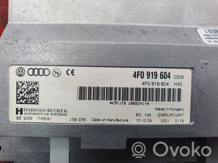 Audi A6 S6 C6 4F Ekranas/ displėjus/ ekraniukas 4F0919604 LIFT HARMAN