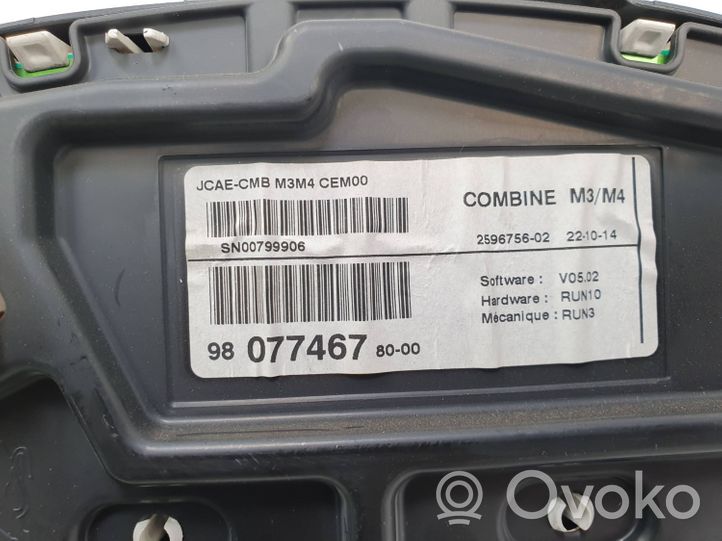 Citroen C-Elysée Compteur de vitesse tableau de bord 9807746780
