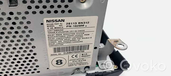 Nissan Almera N16 Radion/GPS-laitteen pääyksikön kehys 28113BN312