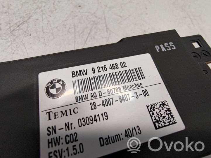 BMW 3 F30 F35 F31 Module de commande de siège 9216468