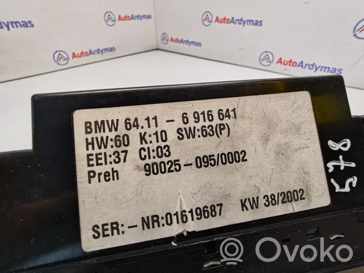 BMW 5 E39 Oro kondicionieriaus/ klimato/ pečiuko valdymo blokas (salone) 64116916641