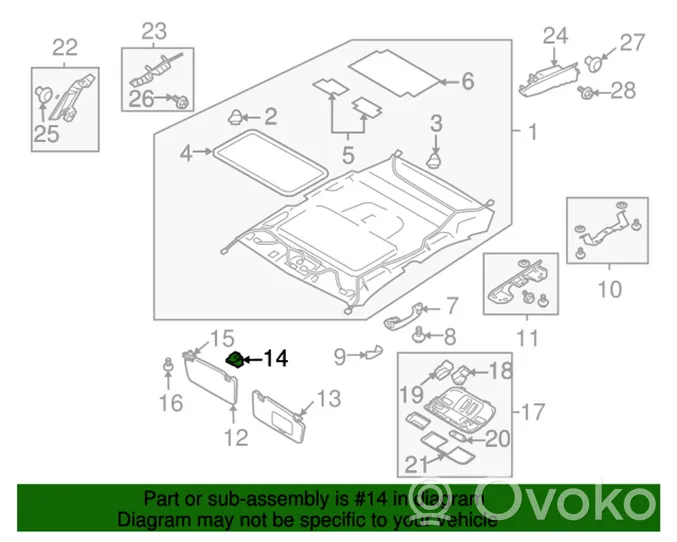 Subaru Legacy Clip/gancio/supporto per aletta parasole 92018AG