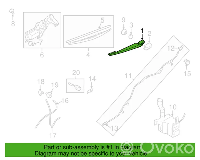 Subaru Outback Galinio stiklo valytuvo kojelė 86532AG09C