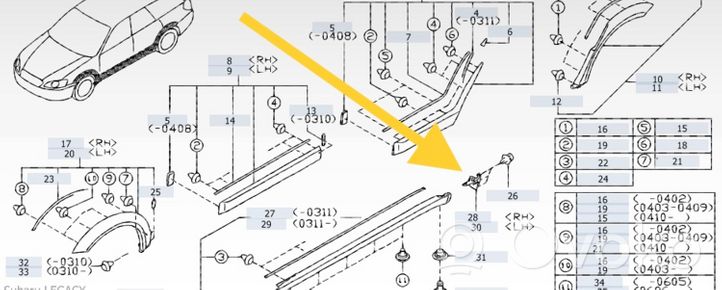 Subaru Outback Aizmugurējā sliekšņa dekoratīvā apdare (ārējā) 96054AG010