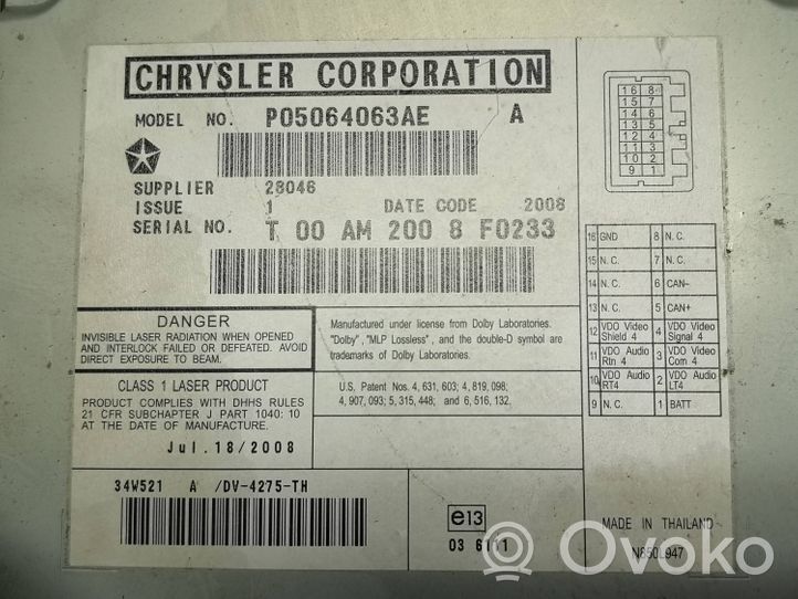 Chrysler Voyager Panel / Radioodtwarzacz CD/DVD/GPS P05064063AE