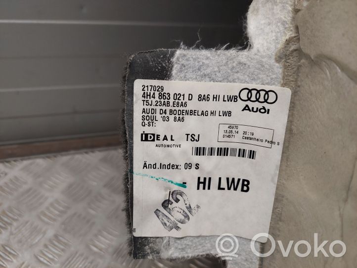 Audi A8 S8 D4 4H Tapis de sol / moquette de cabine arrière 4H4863021D