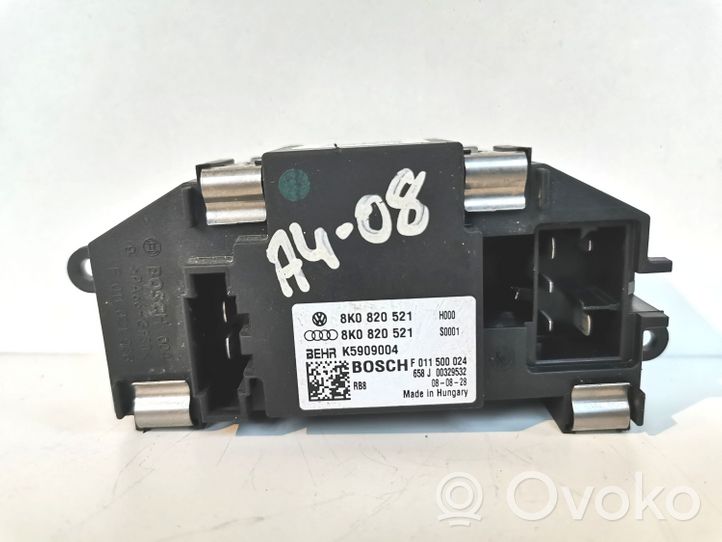 Audi A4 S4 B8 8K Résistance moteur de ventilateur de chauffage 8K0820521