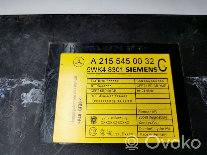 Mercedes-Benz CL C215 Sterownik / Moduł centralnego zamka A2155450032