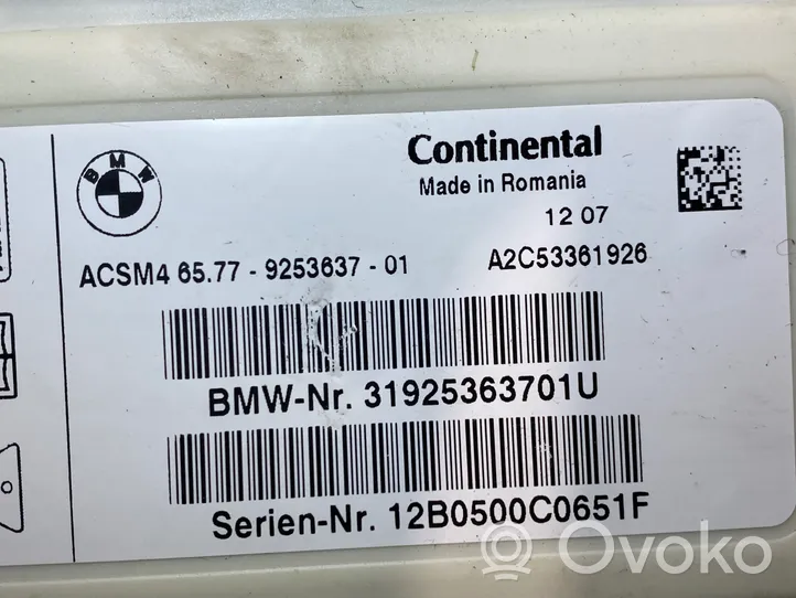 BMW 5 F10 F11 Turvatyynyn ohjainlaite/moduuli 31925363701U