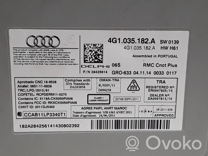 Audi A6 S6 C7 4G Radio/CD/DVD/GPS-pääyksikkö 4G1035182A