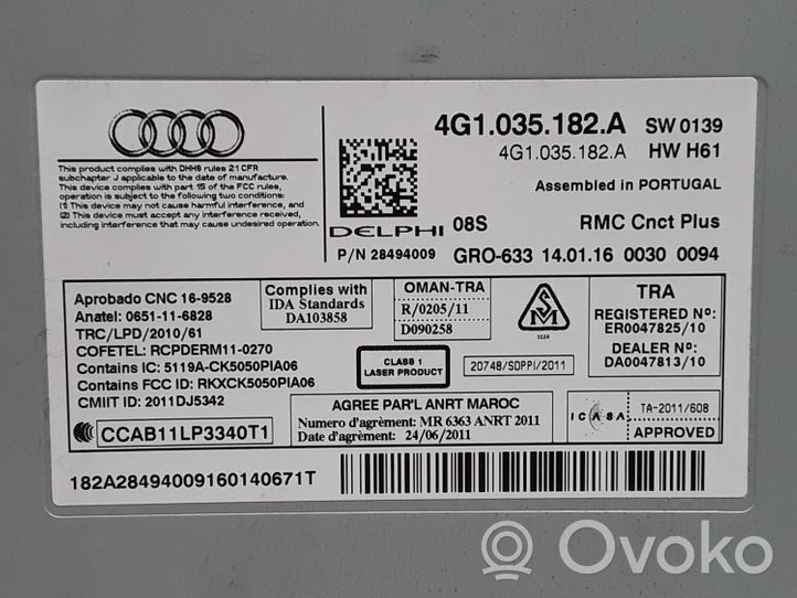 Audi A6 S6 C7 4G Unità principale autoradio/CD/DVD/GPS 4G1035182A