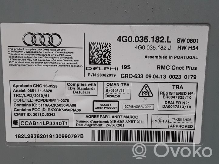 Audi A6 S6 C7 4G Unità principale autoradio/CD/DVD/GPS 4G0035182L