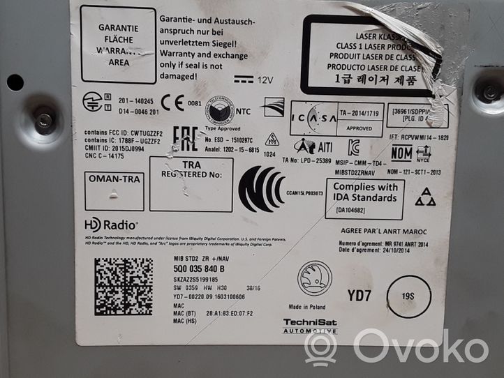 Skoda Fabia Mk3 (NJ) Pääyksikkö multimedian ohjaus 5Q0035840B