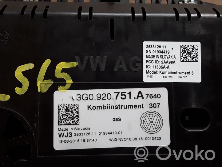 Volkswagen Passat Alltrack Spidometrs (instrumentu panelī) 3G0920751A