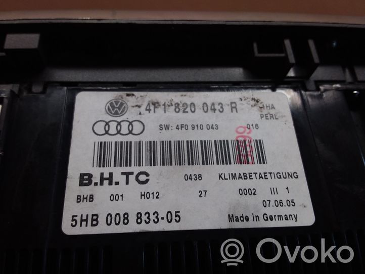 Audi A6 S6 C6 4F Unité de contrôle climatique 4F1820043R