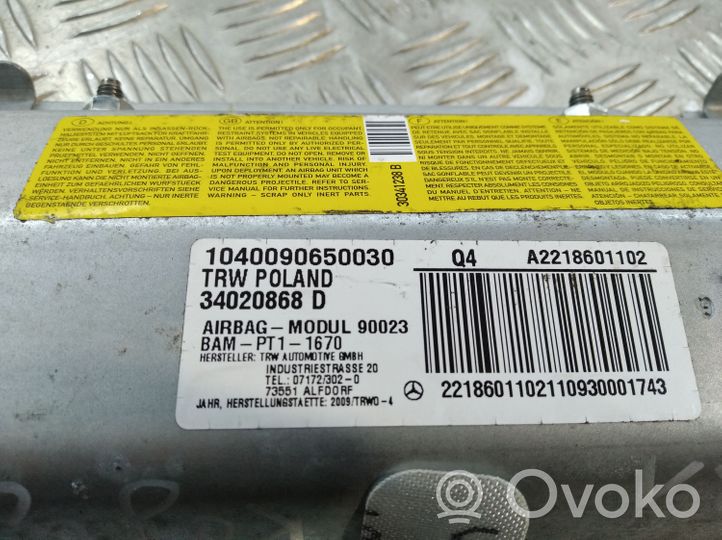 Mercedes-Benz S W221 Poduszka powietrzna Airbag chroniąca kolana A2218601102