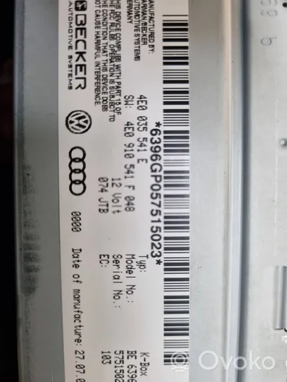 Audi A8 S8 D3 4E Unité principale radio / CD / DVD / GPS 4E0035541E