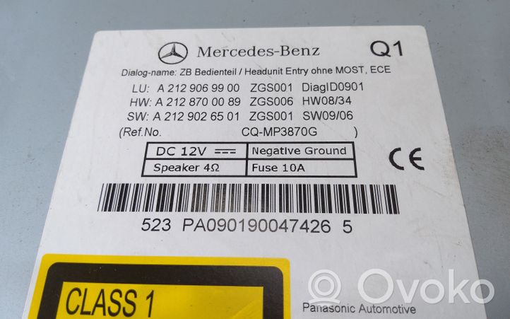 Mercedes-Benz E W212 Radio/CD/DVD/GPS-pääyksikkö A2129069900