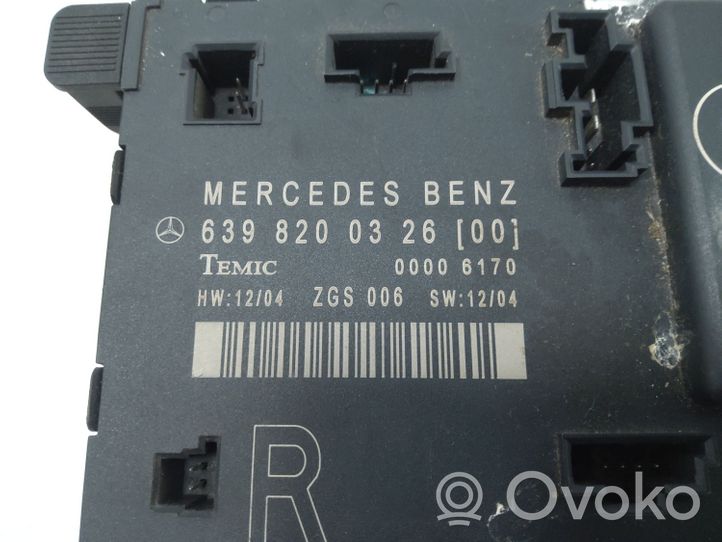 Mercedes-Benz Vito Viano W639 Oven keskuslukituksen ohjausyksikön moduuli 639820032600