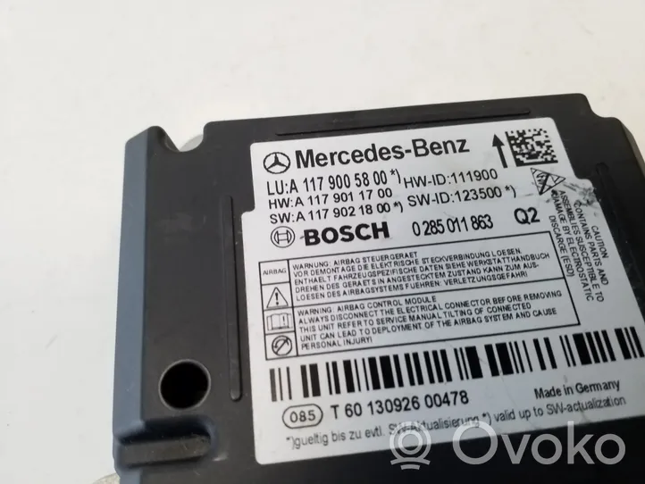 Mercedes-Benz A W176 Gaisa spilvenu vadības bloks A1179005800