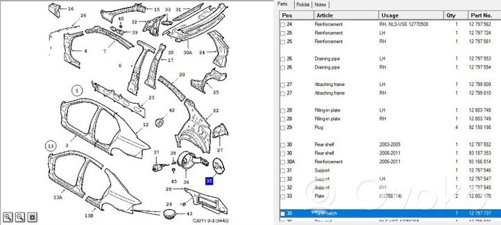 Saab 9-3 Ver2 Tappo cornice del serbatoio 12785142