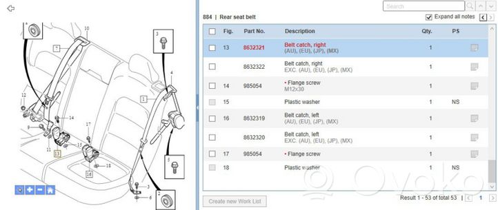 Volvo XC70 Klamra tylnego pasa bezpieczeństwa 8632321