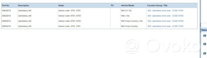 Volvo V60 Fotel przedni pasażera 39829215