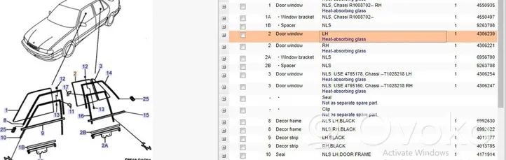 Saab 9000 CD Szyba drzwi tylnych 4306239