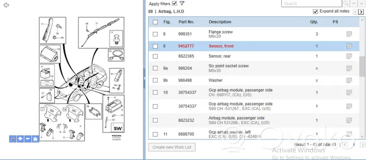 Volvo S60 Airbag deployment crash/impact sensor 9452777