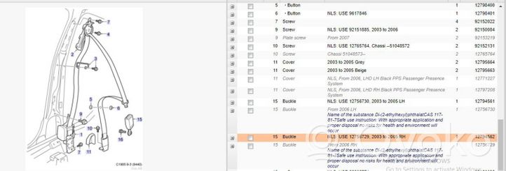 Saab 9-3 Ver2 Fibbia della cintura di sicurezza anteriore 12756729