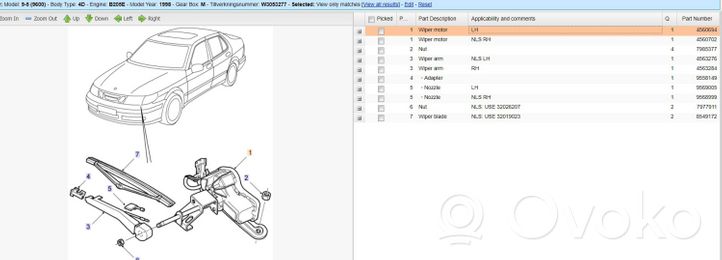 Saab 9-5 Kit de bras d'essuie-glace 4560694