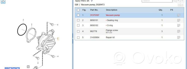 Volvo V60 Vacuum pump 31258031