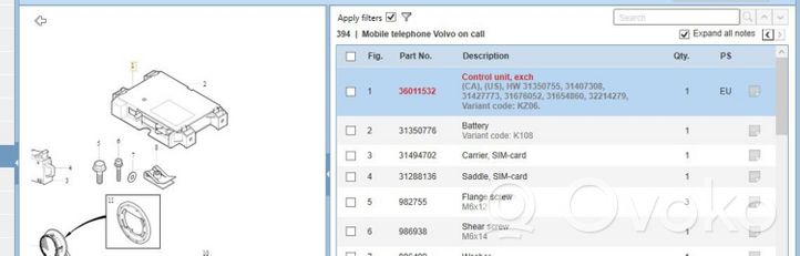 Volvo V60 Sterownik / Moduł sterujący telefonem 31676051