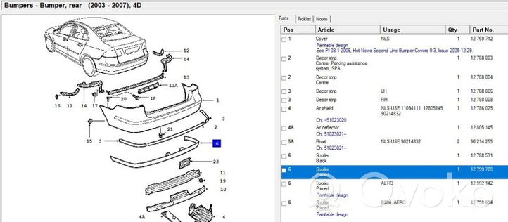 Saab 9-3 Ver2 Rivestimento della parte inferiore del paraurti posteriore 12788531