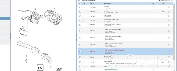 Volvo XC60 Wiper speed switch 31275360