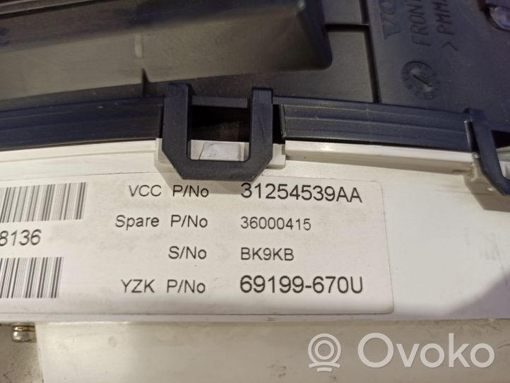 Volvo S80 Compteur de vitesse tableau de bord 31254539